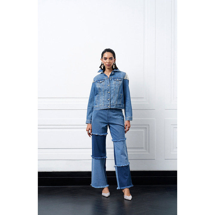 Kay Kay BY KKHUSHI SAHAII Blue Alba Denim Solid Co-Ord (Set of 2)