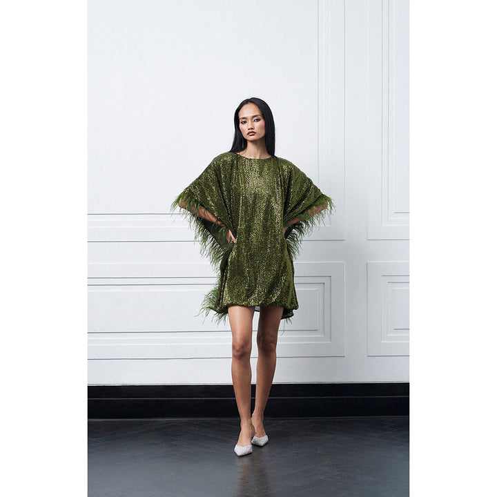 Kay Kay BY KKHUSHI SAHAII Hugo Green Embellished Mini Dress