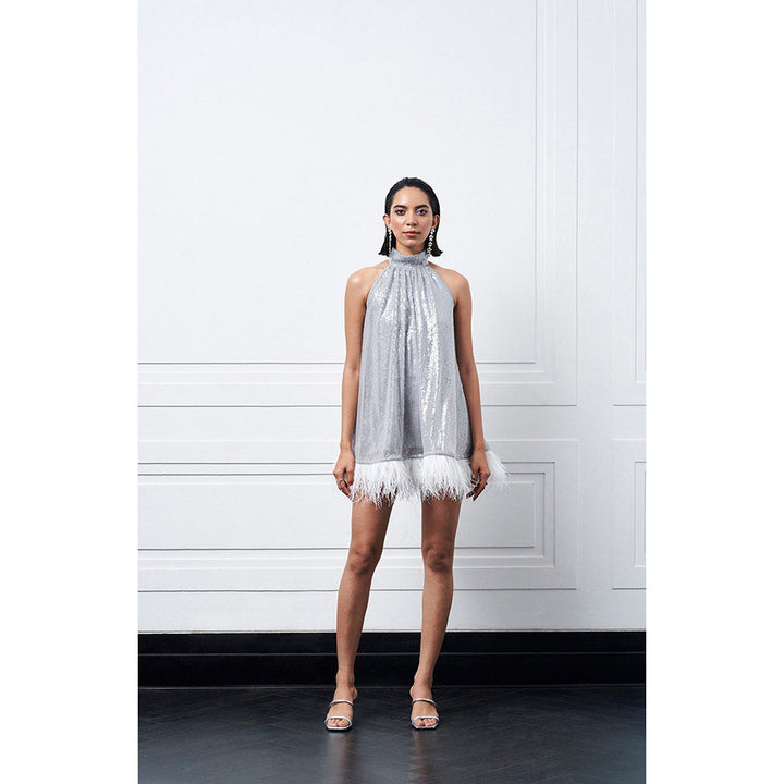 Kay Kay BY KKHUSHI SAHAII Hugo Grey Embellished Mini Dress