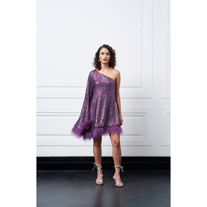 Kay Kay BY KKHUSHI SAHAII Hugo Purple Embellished Mini Dress