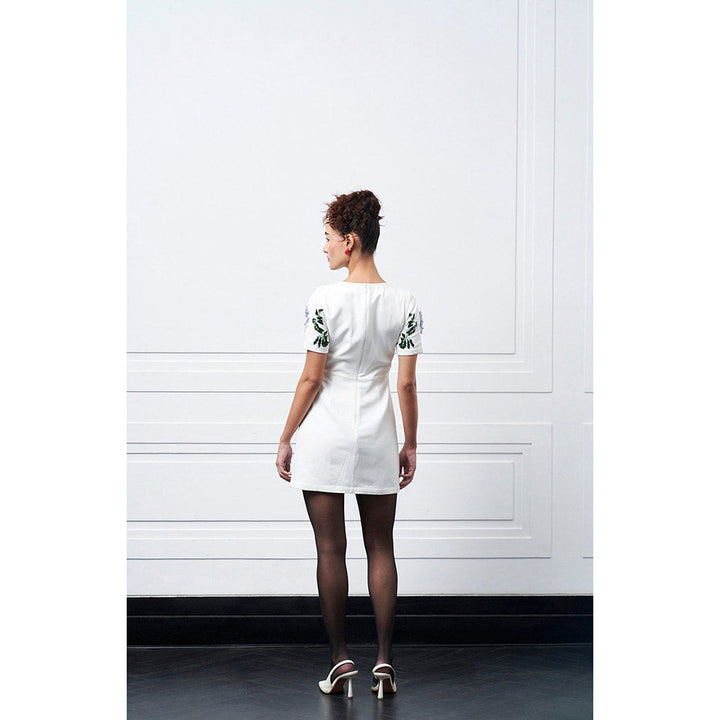 Kay Kay BY KKHUSHI SAHAII Torin White Embellished Mini Dress