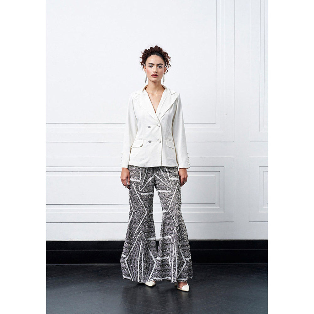 Kay Kay BY KKHUSHI SAHAII Off White Textured Zeke Blazer with Pant (Set of 2)