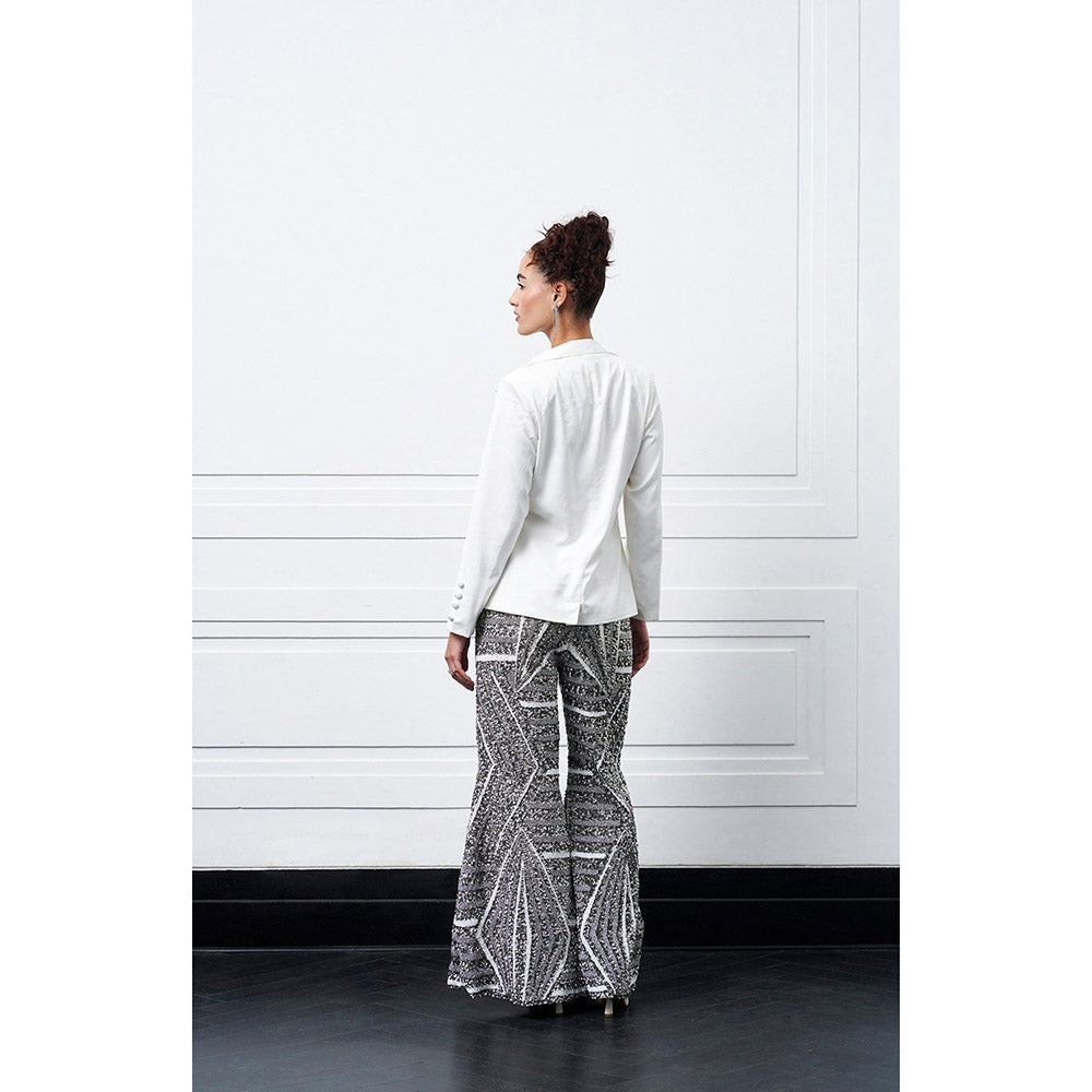 Kay Kay BY KKHUSHI SAHAII Off White Textured Zeke Blazer with Pant (Set of 2)