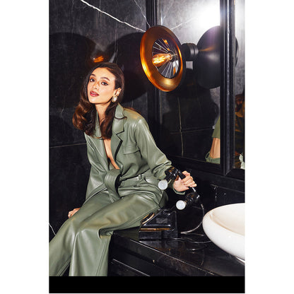 Kay Kay BY KKHUSHI SAHAII Women Notched Lapel Green Faye Co-Ord (Set of 2)