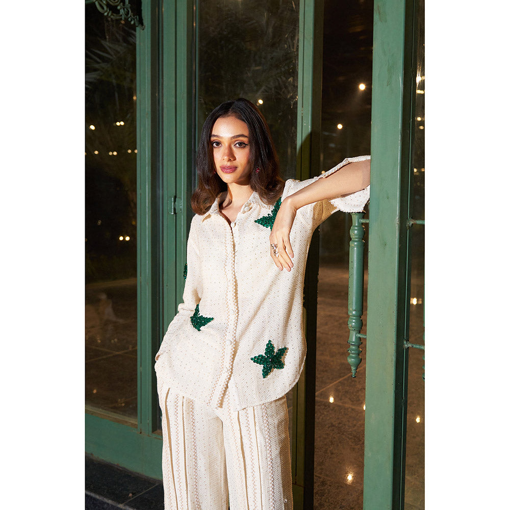 Kay Kay BY KKHUSHI SAHAII Women Collar Neck Off White Leyla Co-Ord (Set of 2)