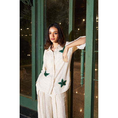 Kay Kay BY KKHUSHI SAHAII Women Collar Neck Off White Leyla Co-Ord (Set of 2)