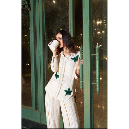 Kay Kay BY KKHUSHI SAHAII Women Collar Neck Off White Leyla Co-Ord (Set of 2)