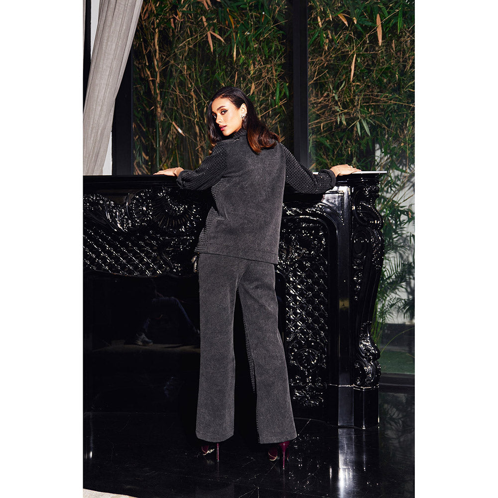 Kay Kay BY KKHUSHI SAHAII Women Black Faience Co-Ord (Set of 2)