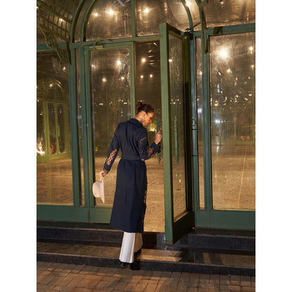Kay Kay BY KKHUSHI SAHAII Women Denim Jenna Trench Coat with Belt (Set of 2)