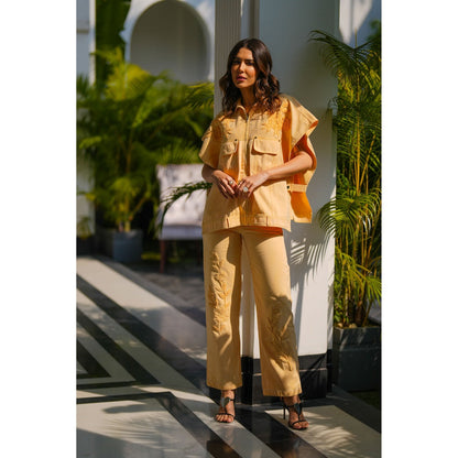 Kay Kay BY KKHUSHI SAHAII Mirela Denim Yellow Co-Ord (Set of 2)