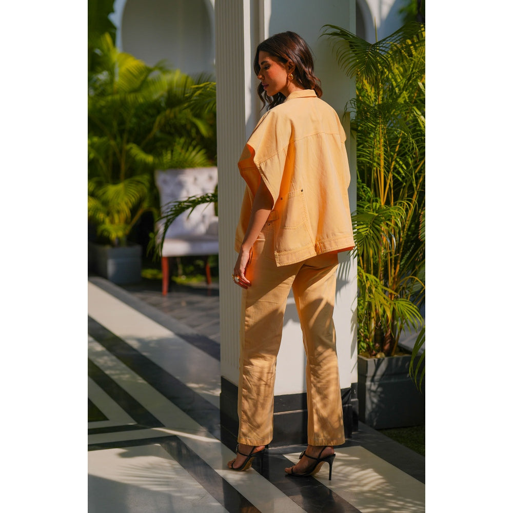 Kay Kay BY KKHUSHI SAHAII Mirela Denim Yellow Co-Ord (Set of 2)