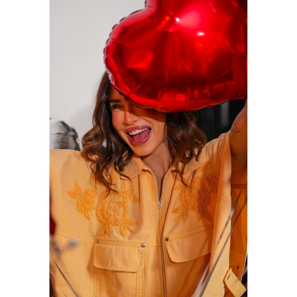 Kay Kay BY KKHUSHI SAHAII Mirela Denim Yellow Co-Ord (Set of 2)