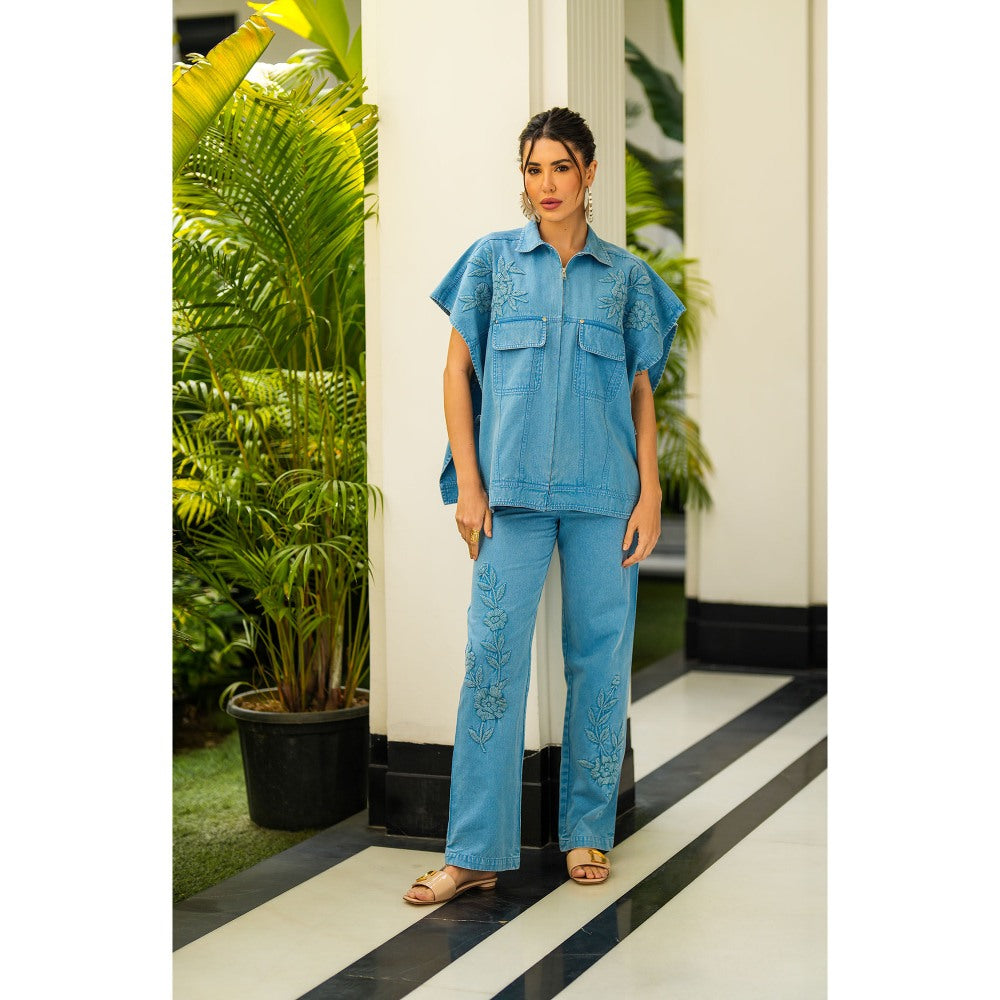 Kay Kay BY KKHUSHI SAHAII Mirela Denim Blue Co-Ord (Set of 2)