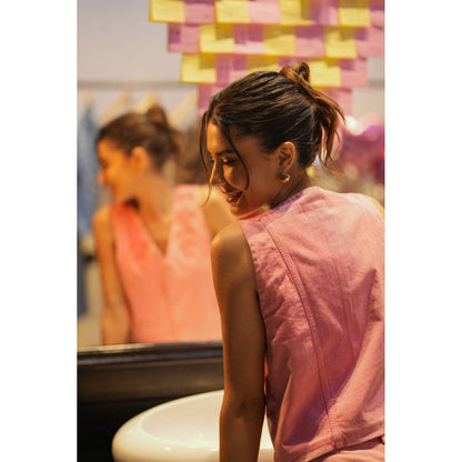 Kay Kay BY KKHUSHI SAHAII Mirela Denim Pink Co-Ord (Set of 2)