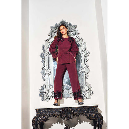 Kay Kay BY KKHUSHI SAHAII Gabi Burgundy Co-Ord Set