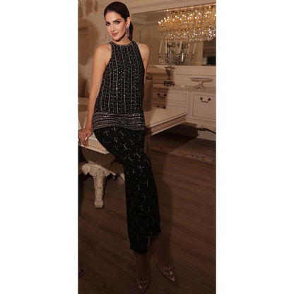 Kay Kay BY KKHUSHI SAHAII Aura Embellished Round Neck Top With Pant Co- Ord Set
