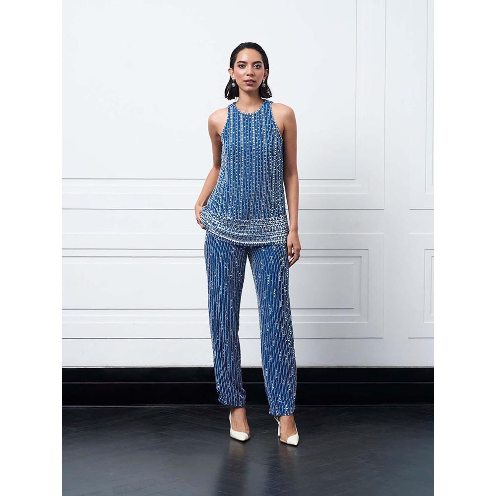 Kay Kay BY KKHUSHI SAHAII Aura Embellished Round Neck Top With Pant Co- Ord Set