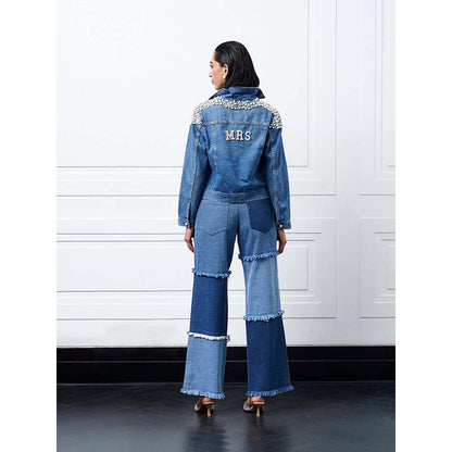 Kay Kay BY KKHUSHI SAHAII Alba Blue Denim Collar Neck Shirt With Pant Co-Ord Set
