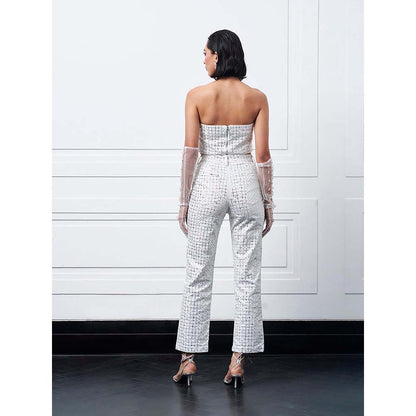 Kay Kay BY KKHUSHI SAHAII Nolia White Embellished Strapless Co-Ord Set