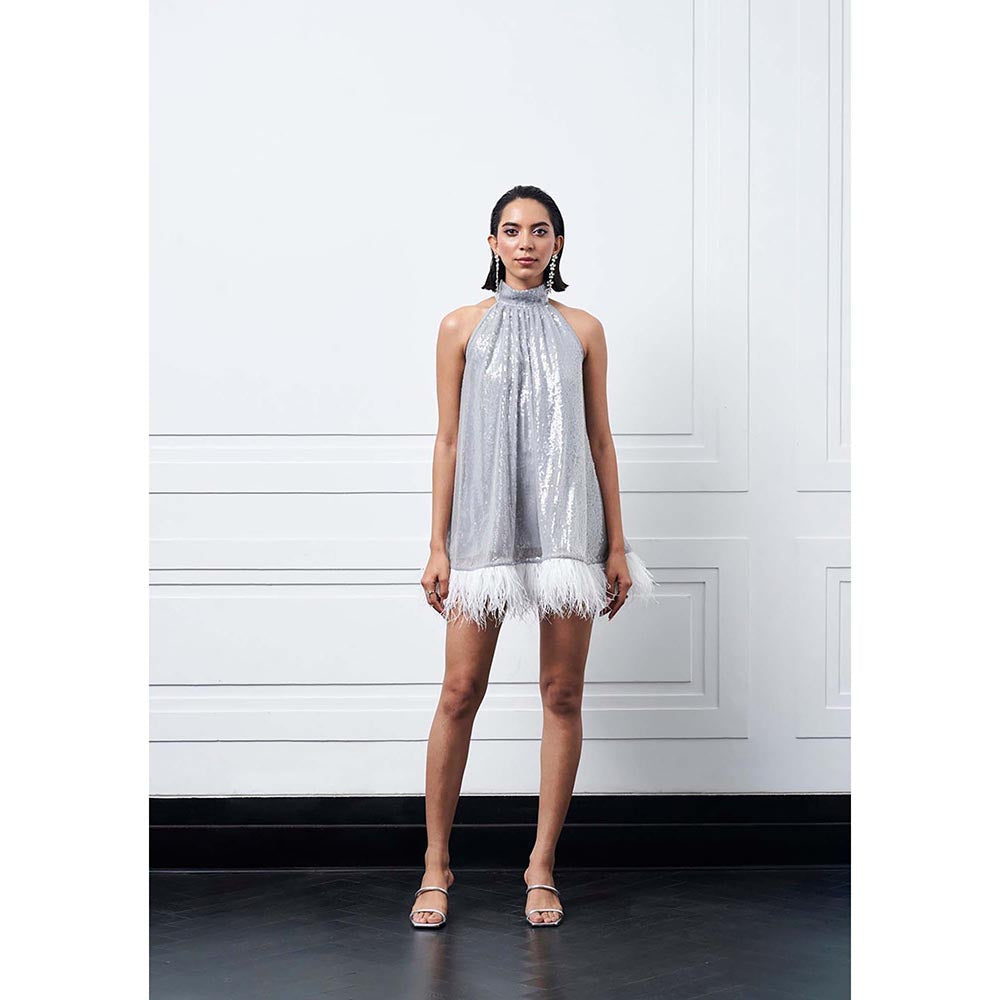 Kay Kay BY KKHUSHI SAHAII Hugo Embellished Grey Mini Dress