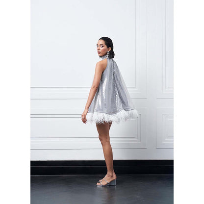 Kay Kay BY KKHUSHI SAHAII Hugo Embellished Grey Mini Dress