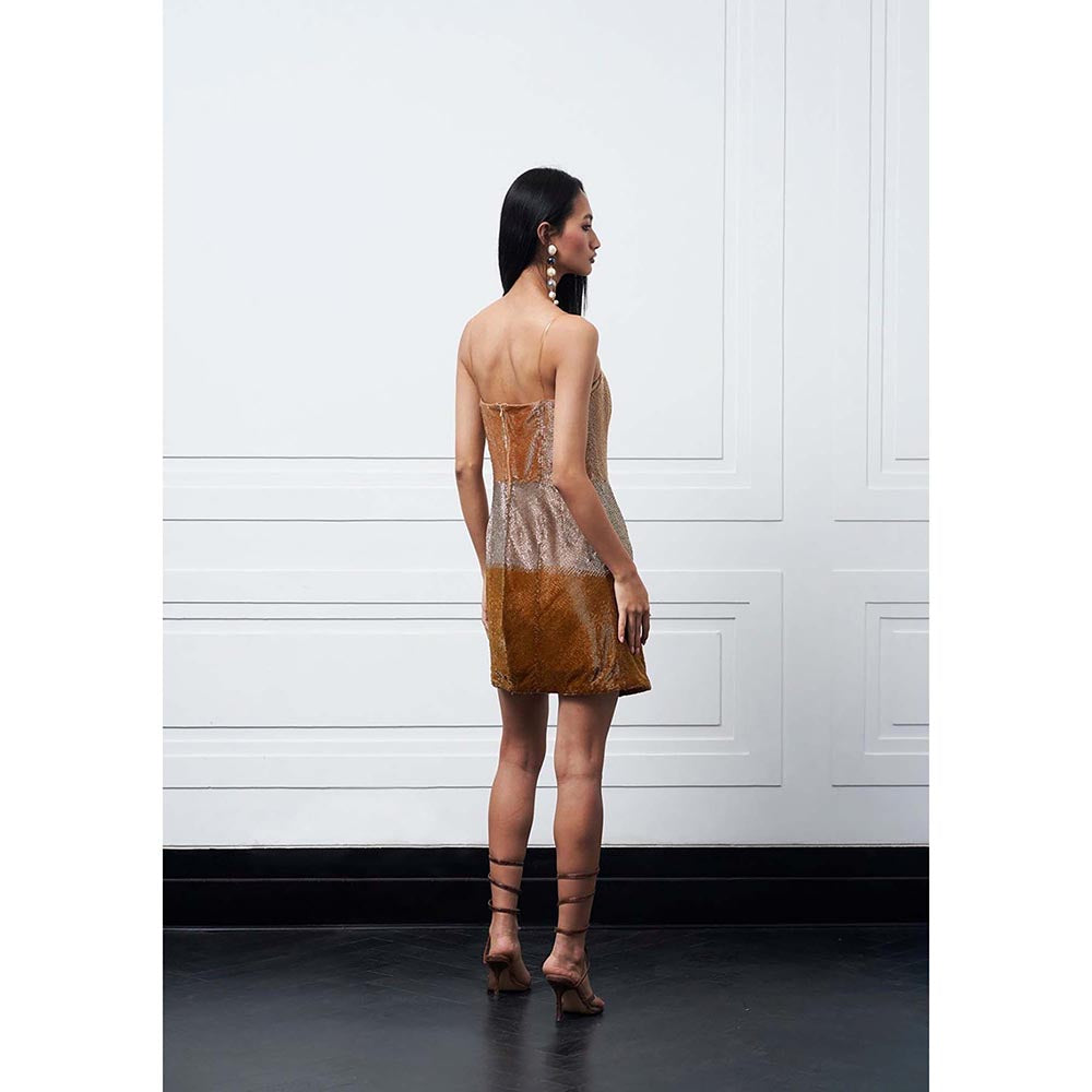 Kay Kay BY KKHUSHI SAHAII Rubina Embellished Beige Mini Dress