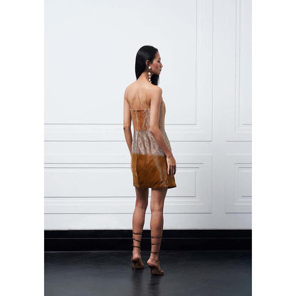 Kay Kay BY KKHUSHI SAHAII Rubina Embellished Beige Mini Dress