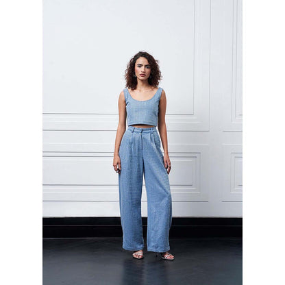 Kay Kay BY KKHUSHI SAHAII Blue Ricka Embellished Denim Top