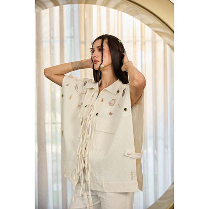 Kay Kay BY KKHUSHI SAHAII Bernie Denim White Co-Ord Set