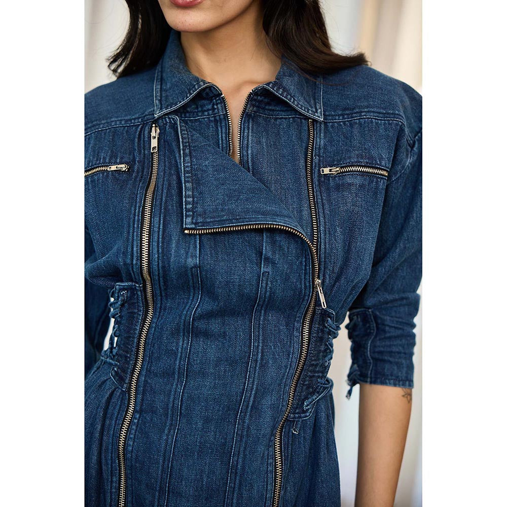 Kay Kay BY KKHUSHI SAHAII Stingy Denim Solid Navy Blue Mini Dress