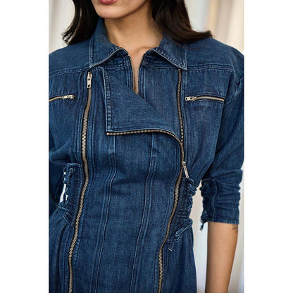 Kay Kay BY KKHUSHI SAHAII Stingy Denim Solid Navy Blue Mini Dress