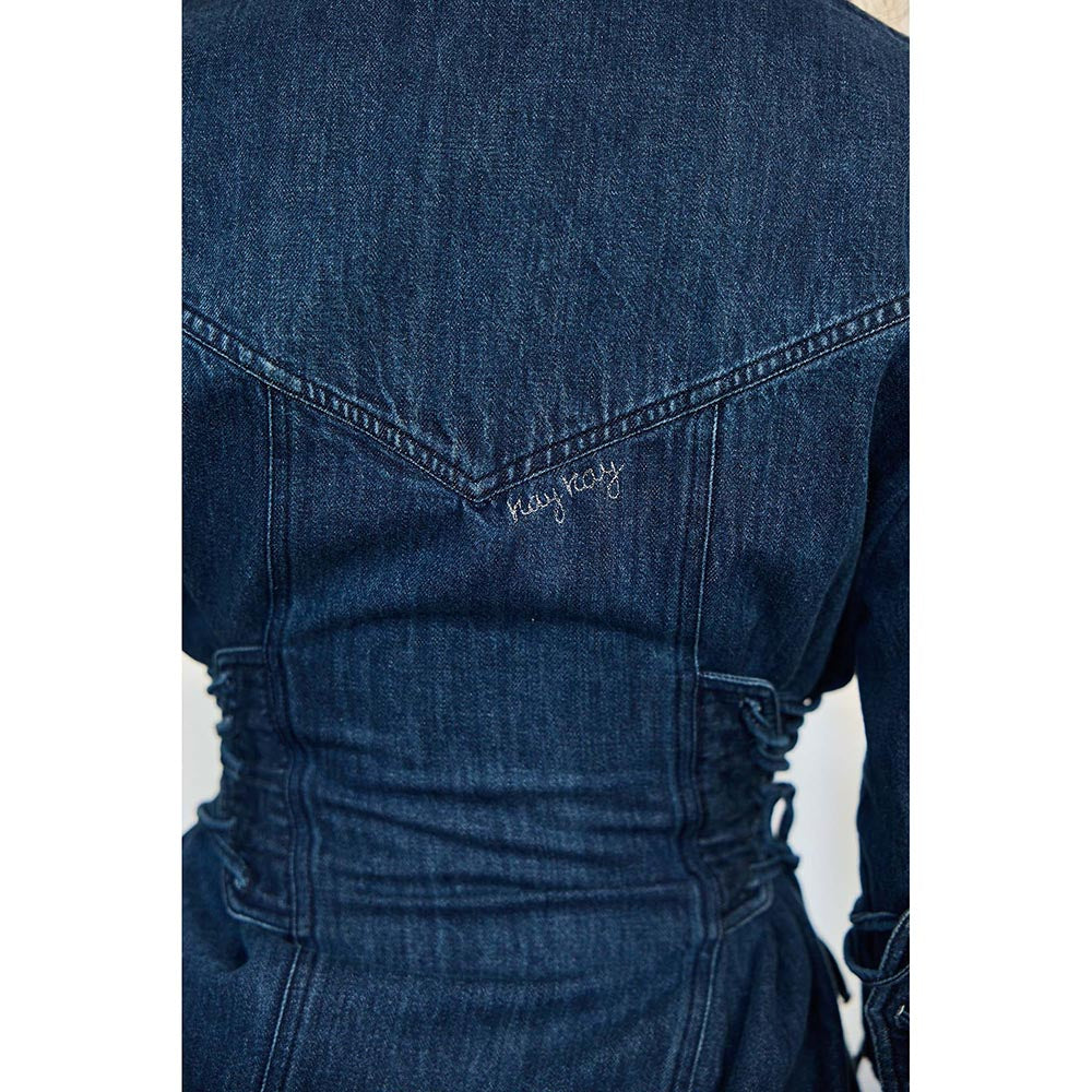 Kay Kay BY KKHUSHI SAHAII Stingy Denim Solid Navy Blue Mini Dress