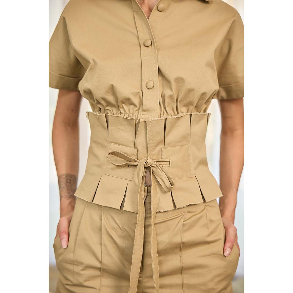Kay Kay BY KKHUSHI SAHAII Naoria Beige And Belt Co-Ord Set