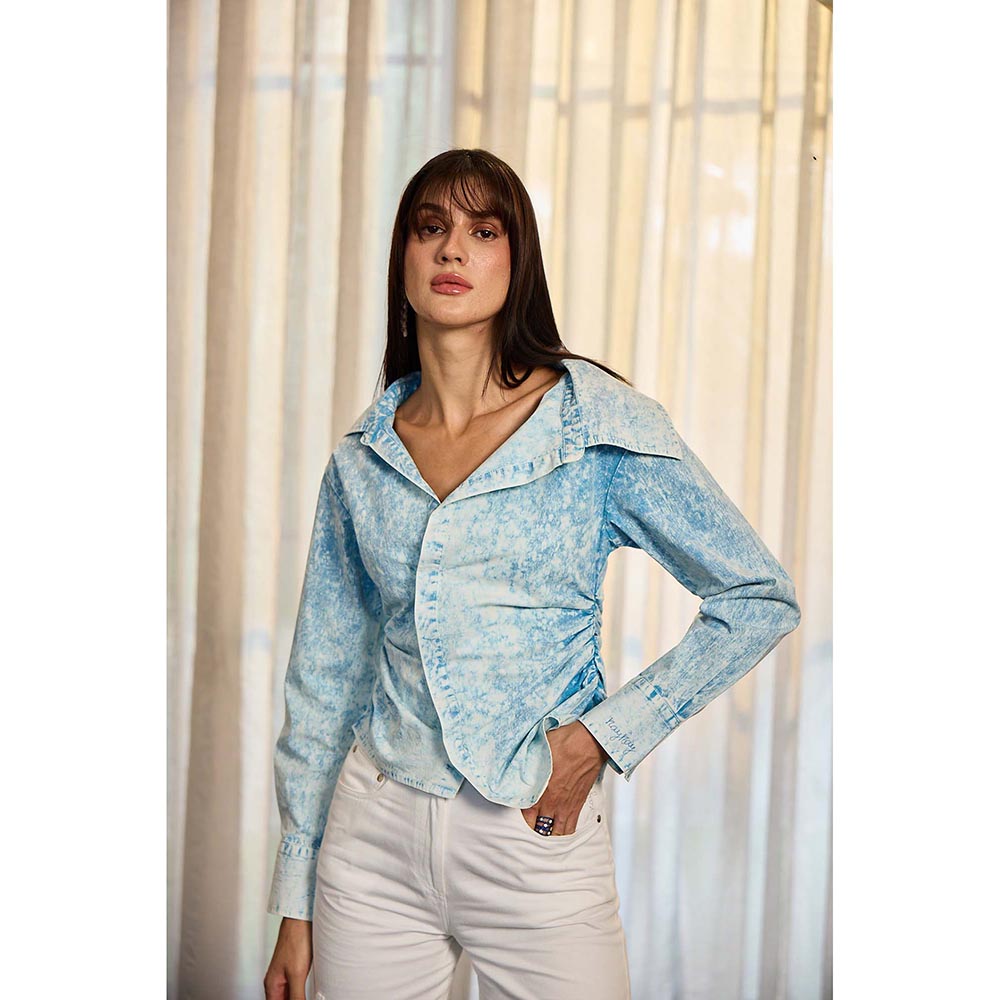 Kay Kay BY KKHUSHI SAHAII Blue Vecchi Cotton Shirt