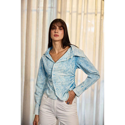 Kay Kay BY KKHUSHI SAHAII Blue Vecchi Cotton Shirt