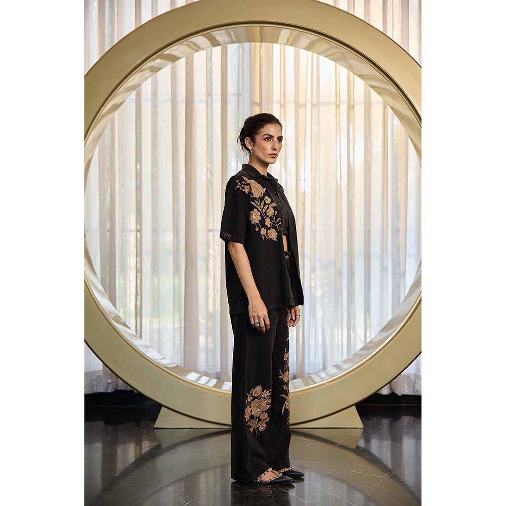Kay Kay BY KKHUSHI SAHAII Claudy Embroidered Black Co-Ord Set