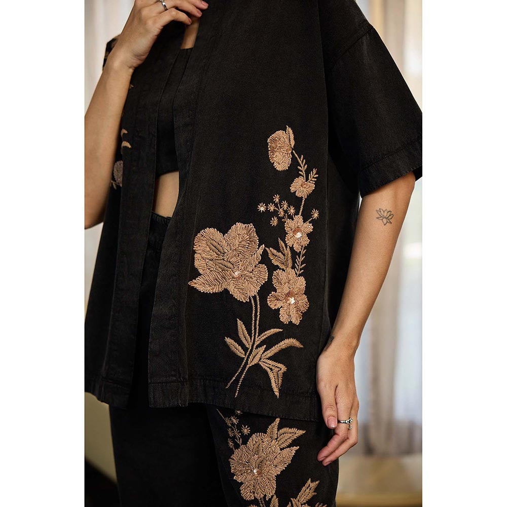 Kay Kay BY KKHUSHI SAHAII Claudy Embroidered Black Co-Ord Set
