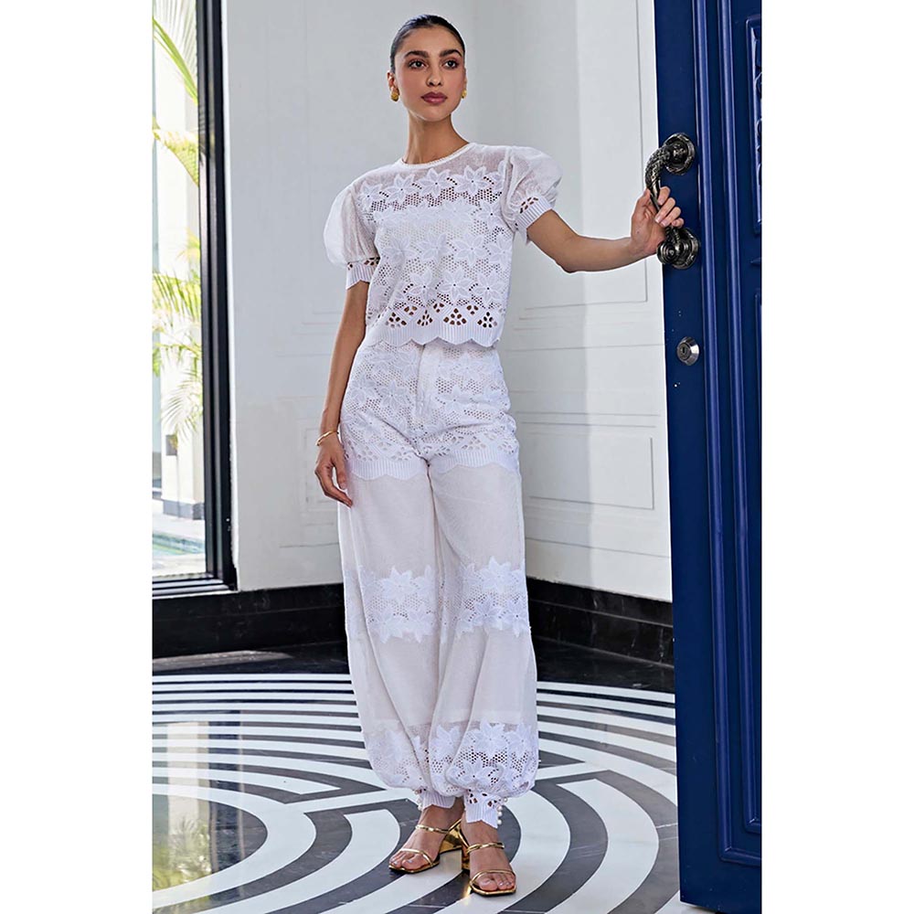 Kay Kay BY KKHUSHI SAHAII Lace Mesh Off White Co-Ord Set