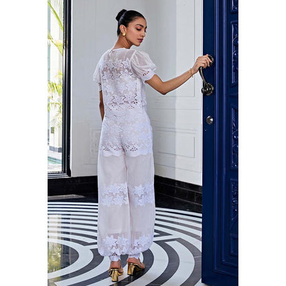 Kay Kay BY KKHUSHI SAHAII Lace Mesh Off White Co-Ord Set