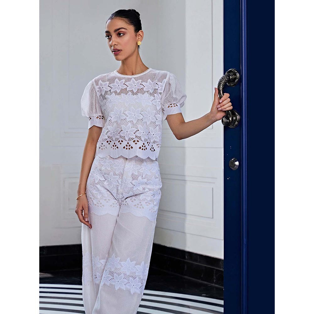 Kay Kay BY KKHUSHI SAHAII Lace Mesh Off White Co-Ord Set