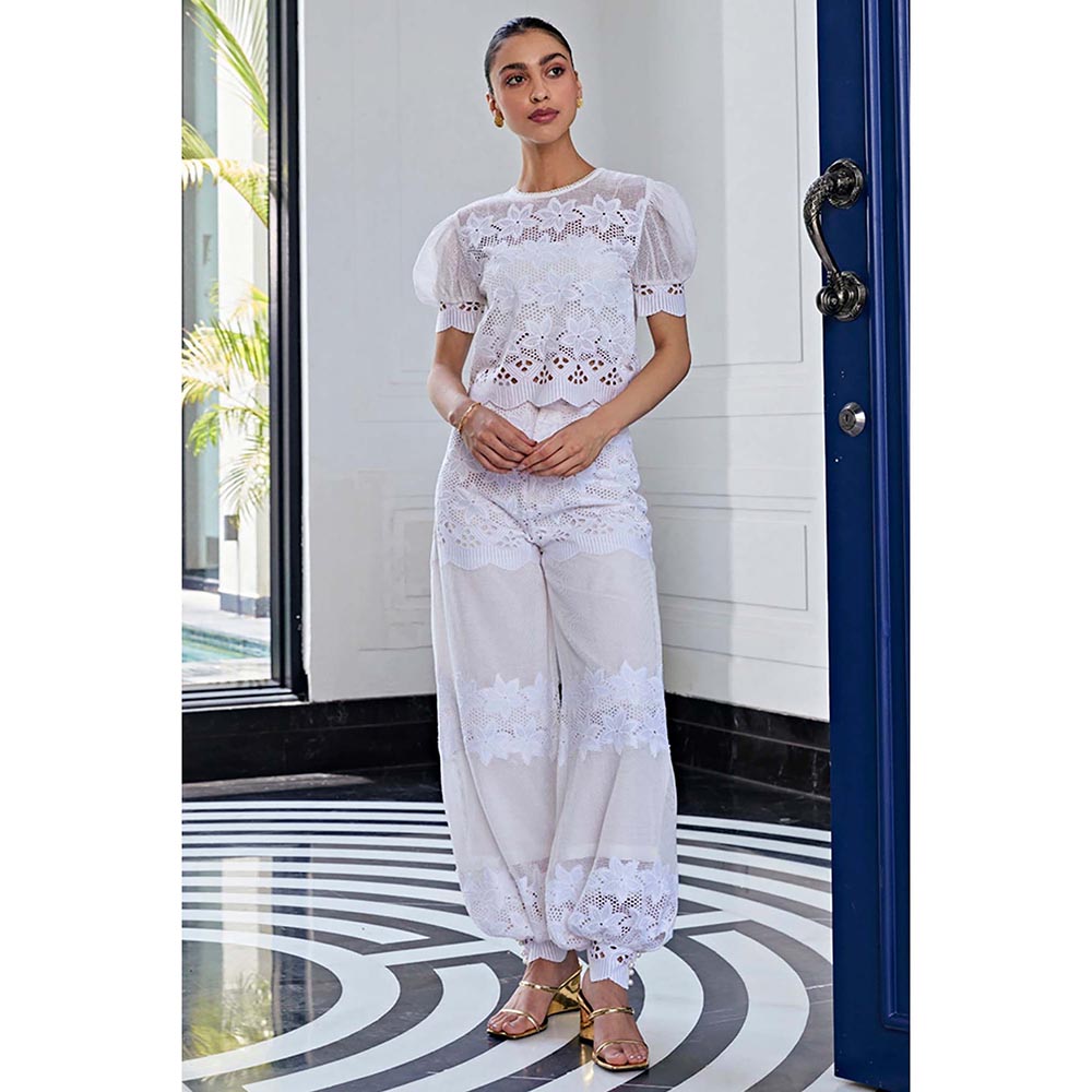 Kay Kay BY KKHUSHI SAHAII Lace Mesh Off White Co-Ord Set