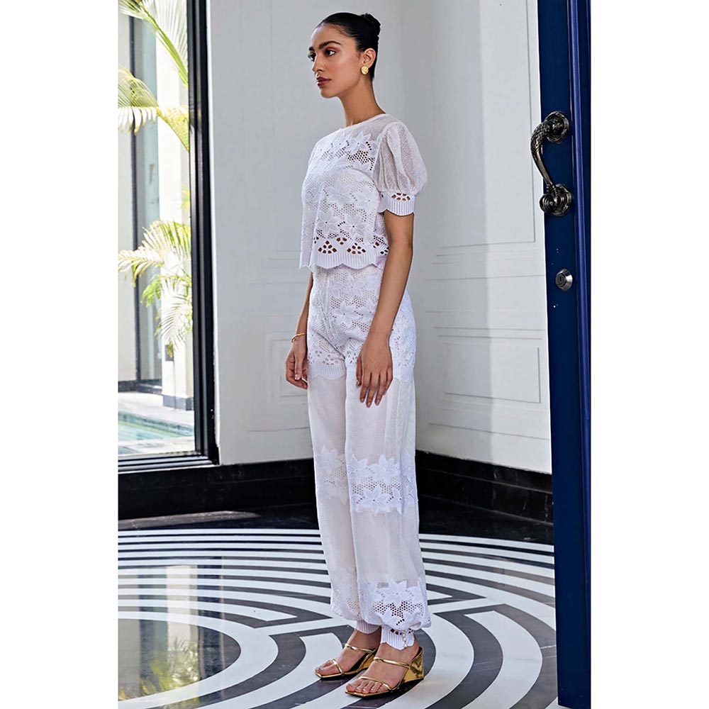 Kay Kay BY KKHUSHI SAHAII Lace Mesh Off White Co-Ord Set