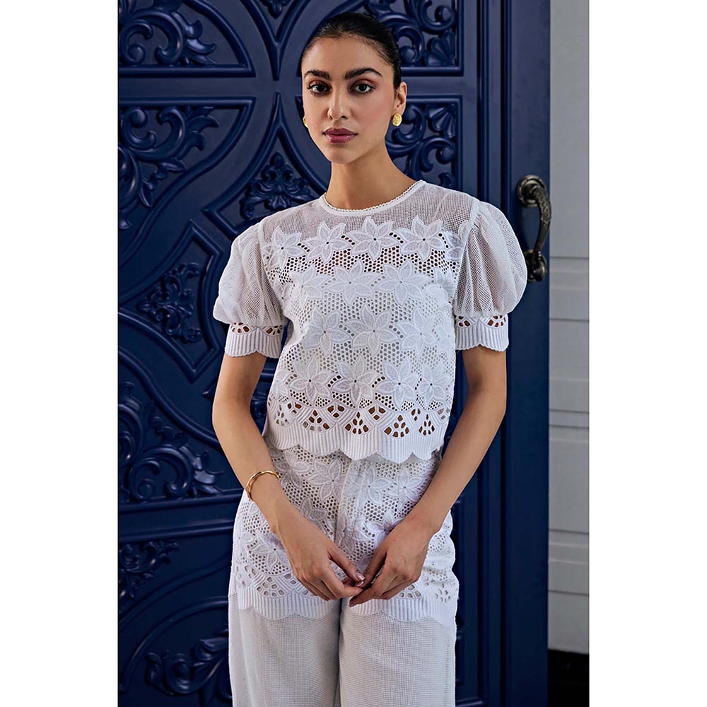 Kay Kay BY KKHUSHI SAHAII Lace Mesh Off White Co-Ord Set