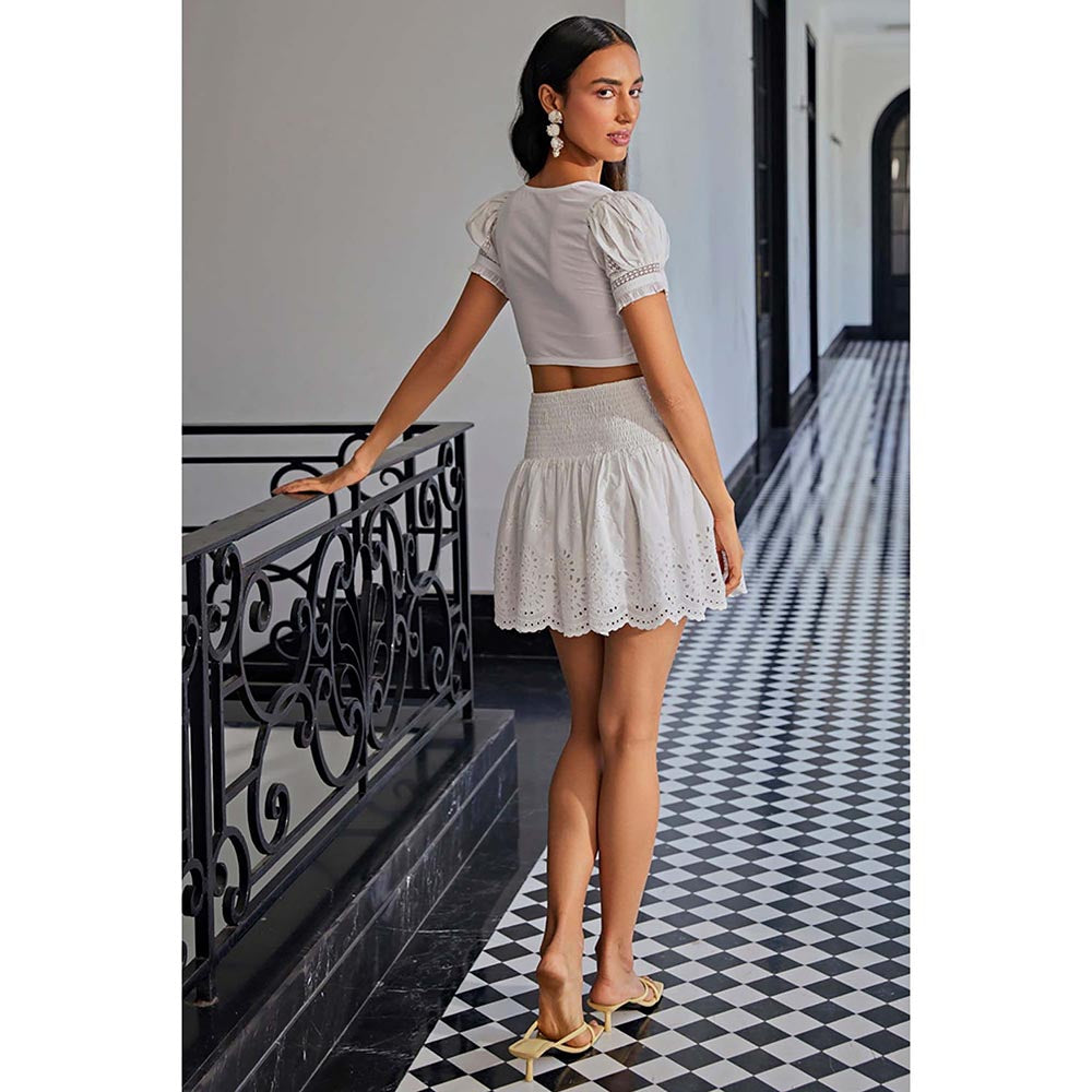 Kay Kay BY KKHUSHI SAHAII Schiffli Off White Co-Ord Set