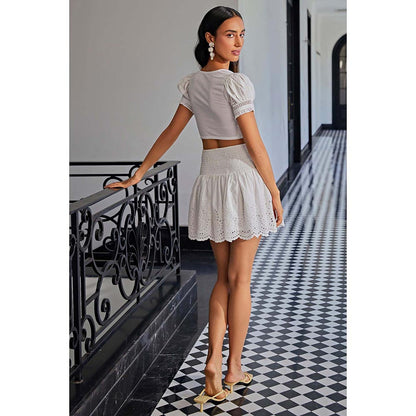Kay Kay BY KKHUSHI SAHAII Schiffli Off White Co-Ord Set