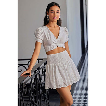 Kay Kay BY KKHUSHI SAHAII Schiffli Off White Co-Ord Set