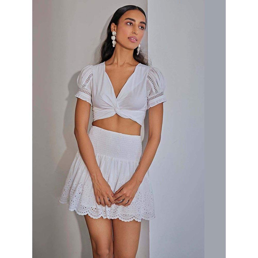 Kay Kay BY KKHUSHI SAHAII Schiffli Off White Co-Ord Set