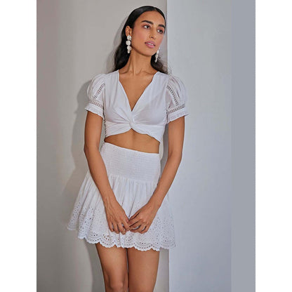 Kay Kay BY KKHUSHI SAHAII Schiffli Off White Co-Ord Set