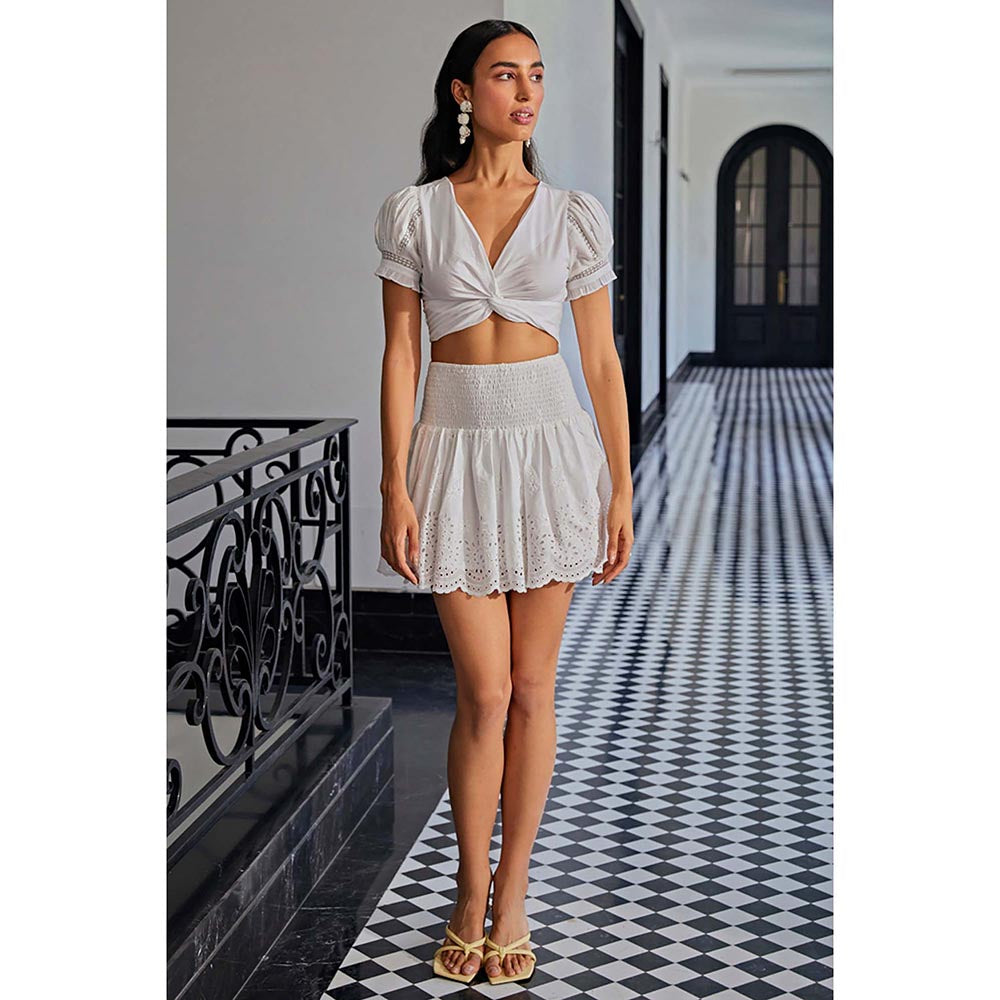 Kay Kay BY KKHUSHI SAHAII Schiffli Off White Co-Ord Set