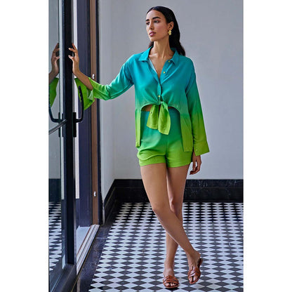 Kay Kay BY KKHUSHI SAHAII Ombre Green Co-Ord Set
